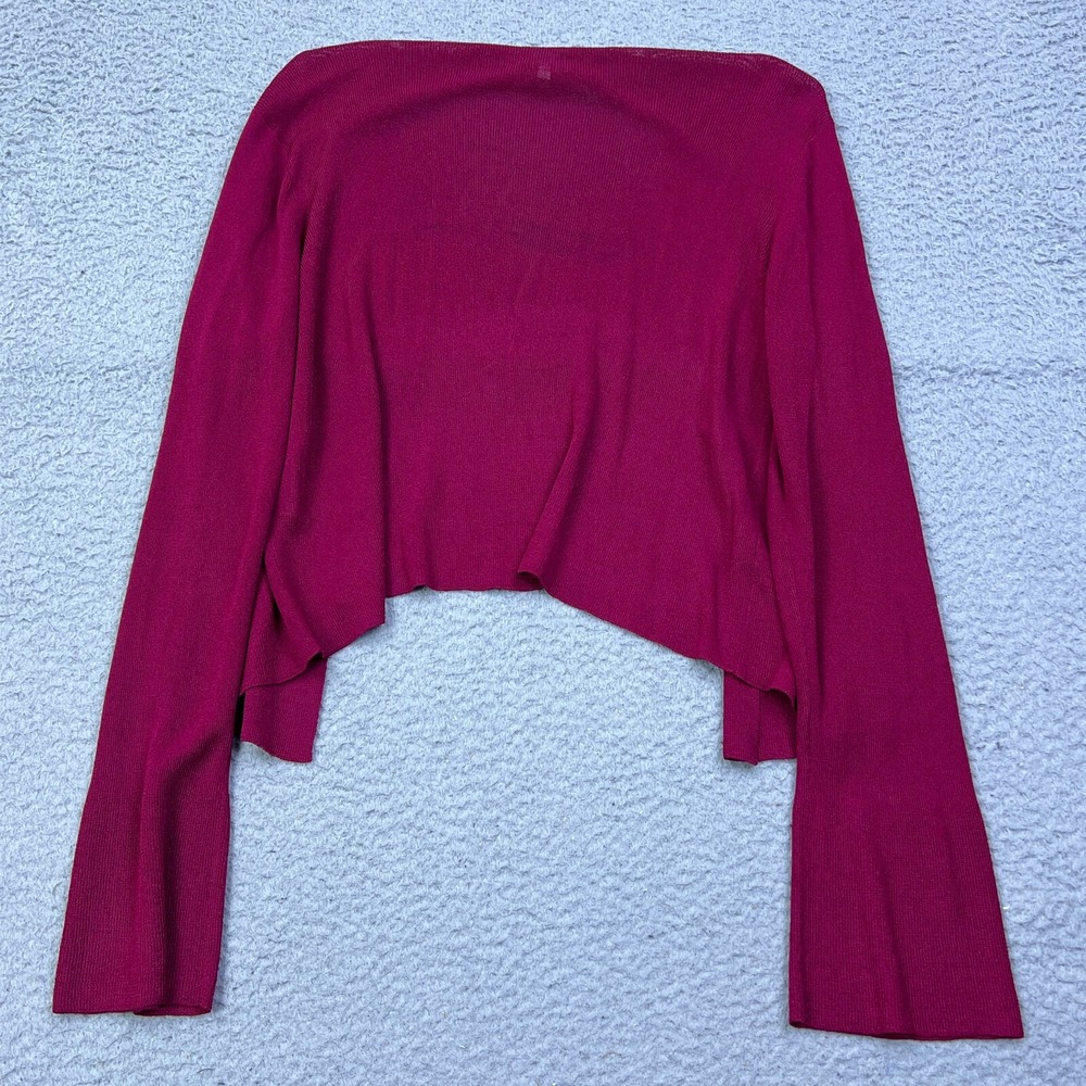 Eileen Fisher Women's M Red Cardigan‎ Wrap Long Sleeve Open Knit Sweater Layer - Picture 8 of 9